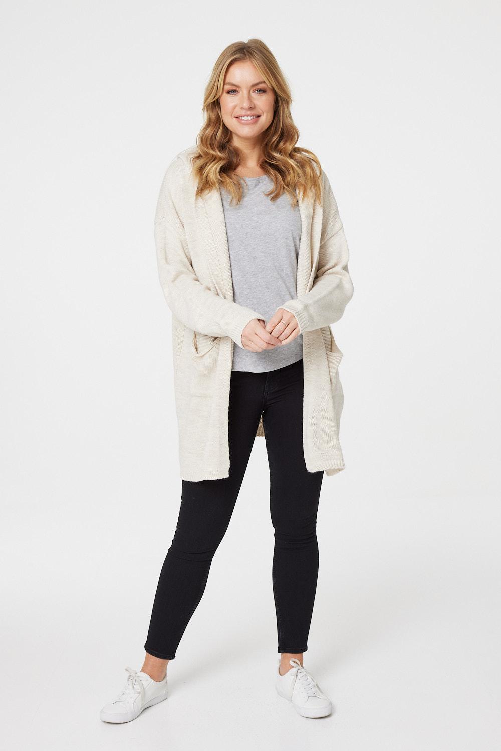 Beige | Star Print Hooded Knit Cardigan