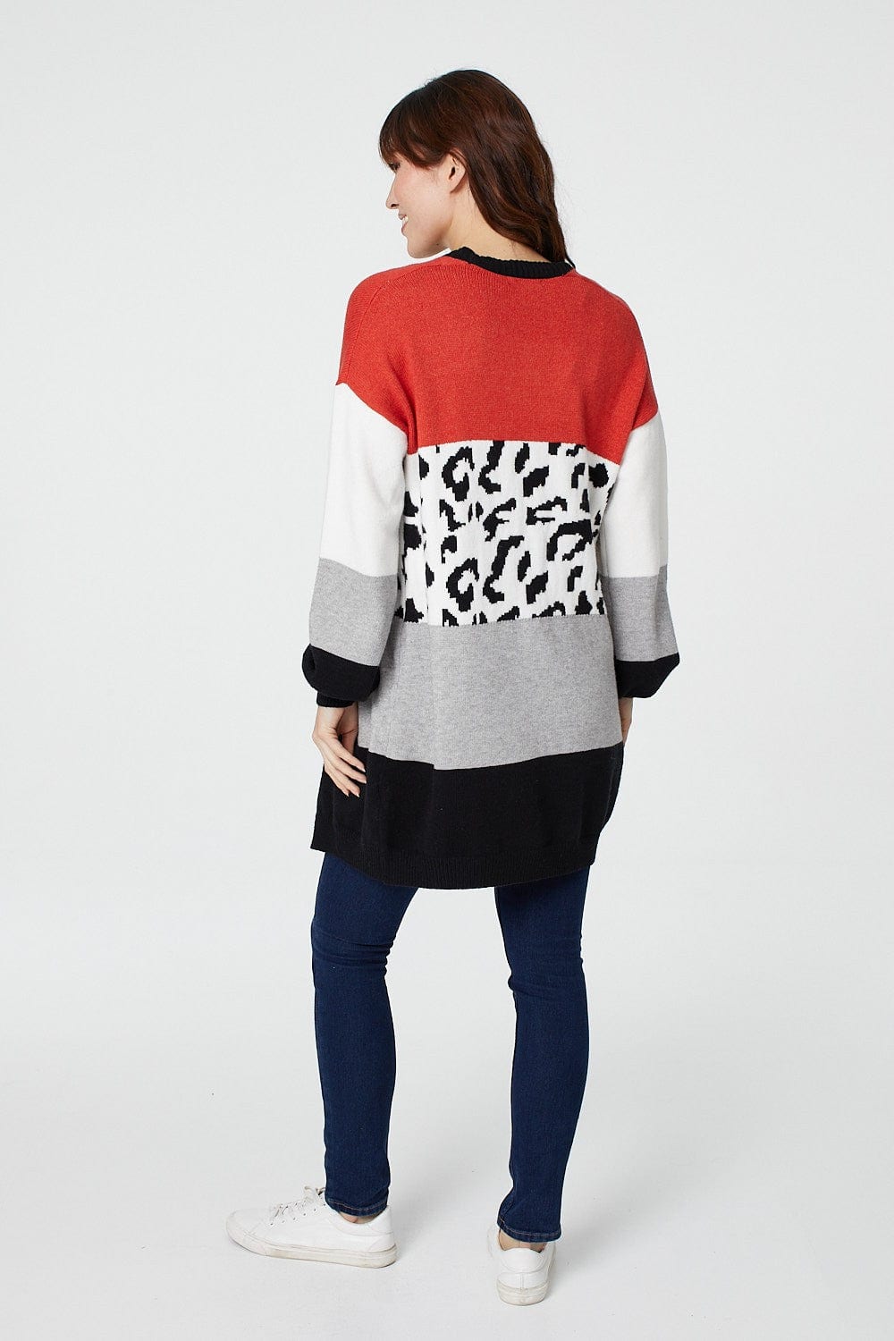 Rust | Animal Print Open Front Cardigan