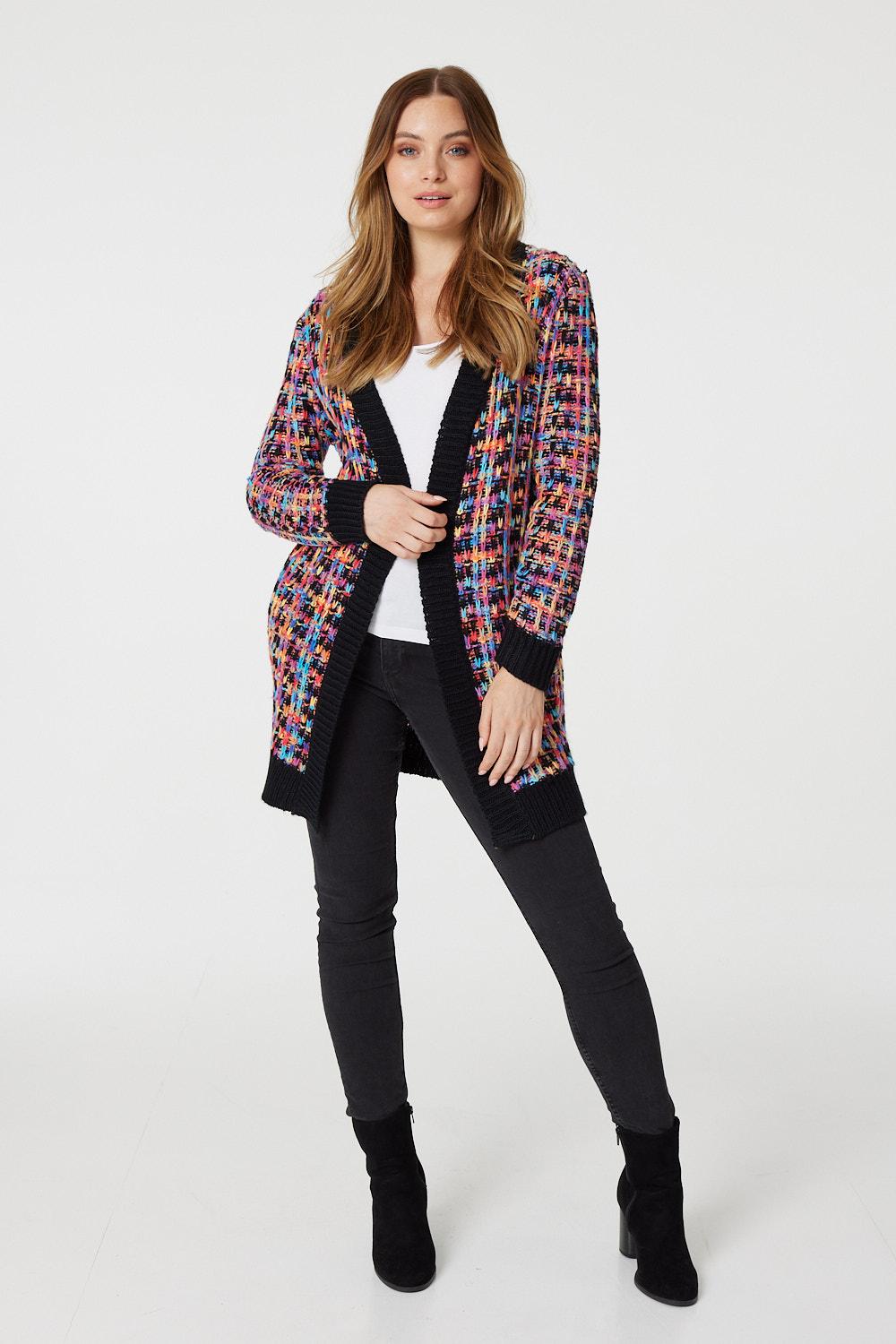 Black | Abstract Long Sleeve Open Cardigan