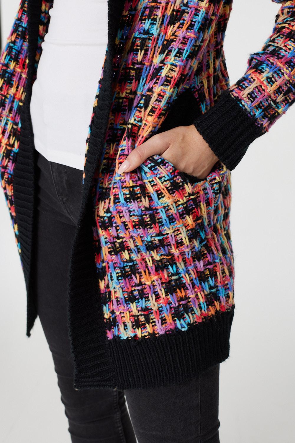 Black | Abstract Long Sleeve Open Cardigan