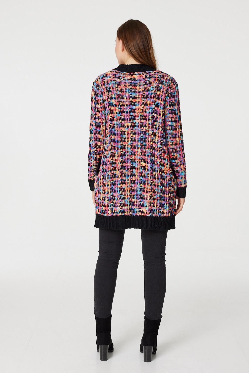 Black | Abstract Long Sleeve Open Cardigan