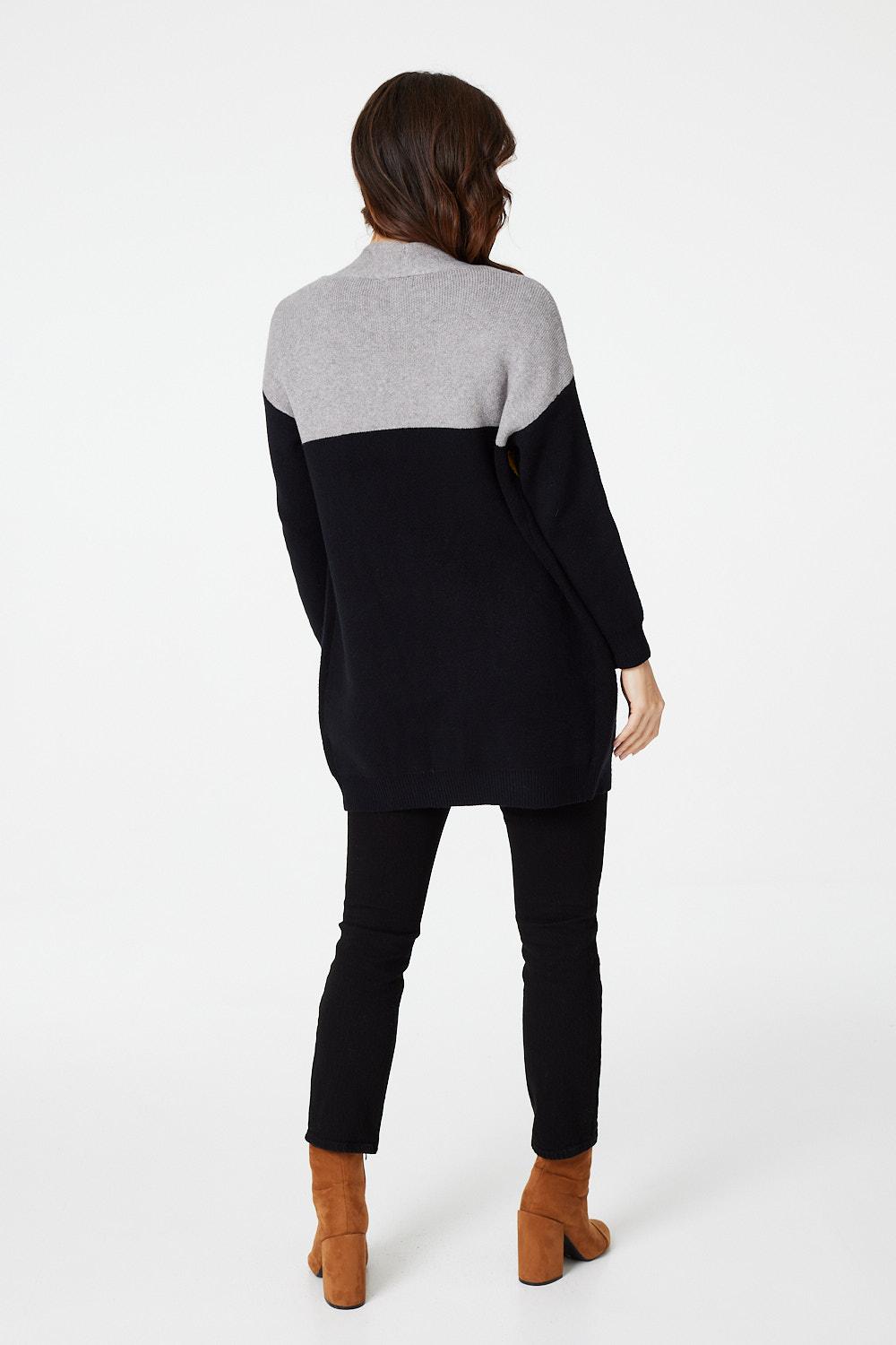 Black | Zig Zag Open Front Cardigan