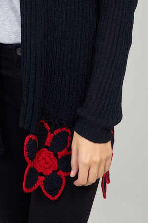 Black | Crochet Trim Cardigan
