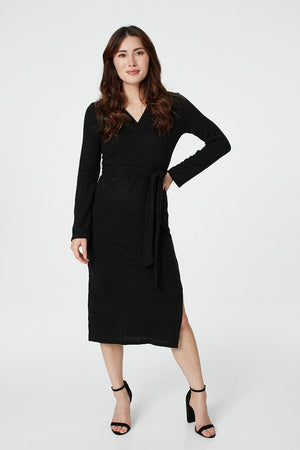 Black | Polo Collar Knit Dress