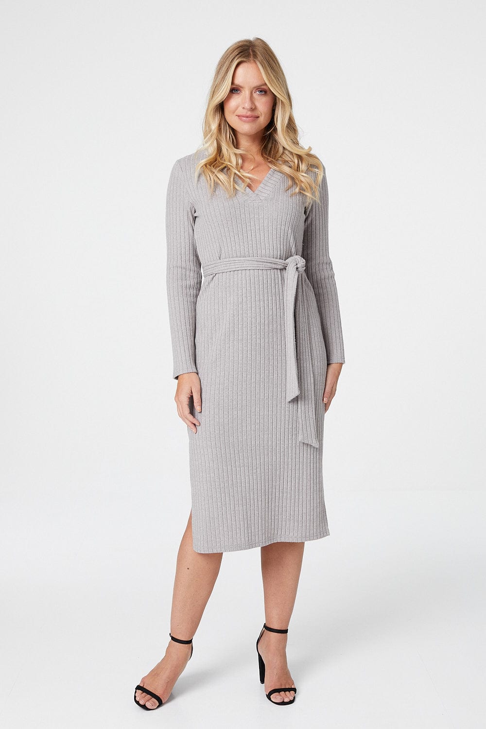 Grey | Polo Collar Knit Dress