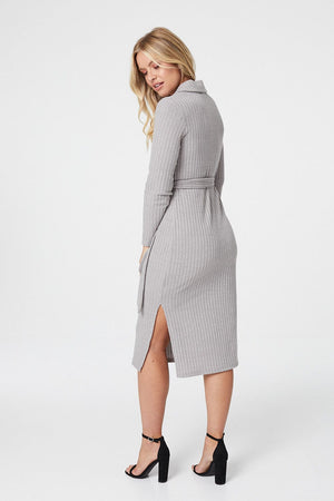 Grey | Polo Collar Knit Dress