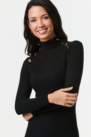 Black | High Neck Bodycon Knit Dress