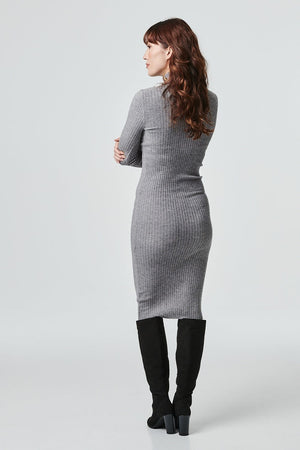 Grey | High Neck Bodycon Knit Dress