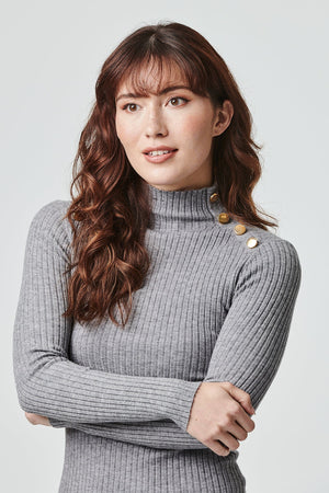 Grey | High Neck Bodycon Knit Dress