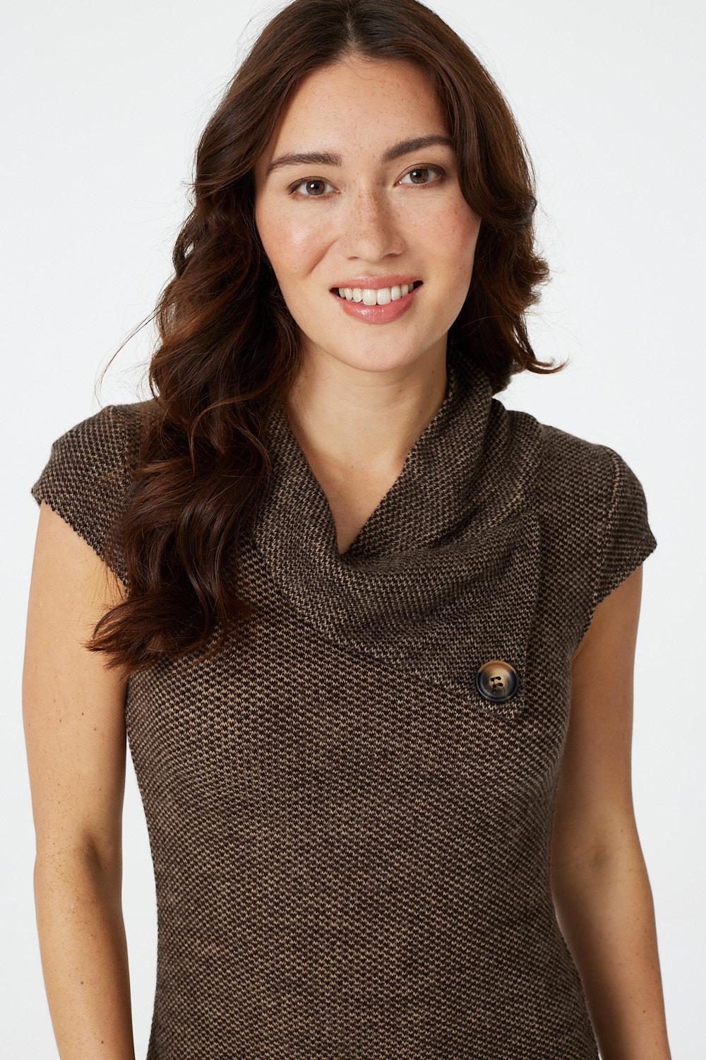 Brown | Cowl Neck Knit Short Tunic Dress