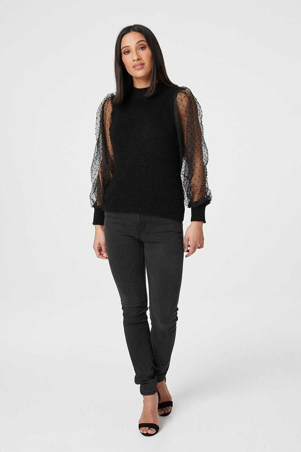 Black | Organza Sleeve Jumper