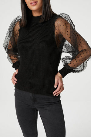 Black | Organza Sleeve Jumper