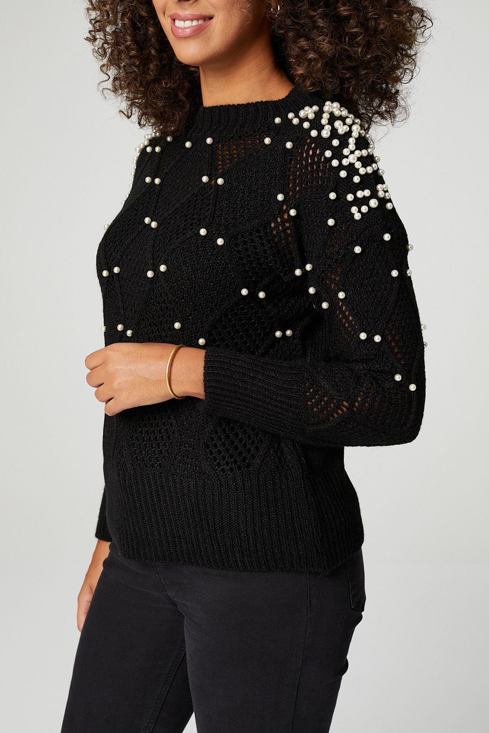 Black | Pearl Embellished Jumper