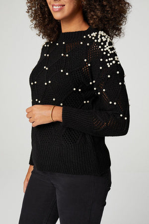 Black | Pearl Embellished Jumper