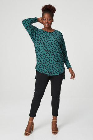 Green | Polka Dot Relaxed Fine Knit Jumper