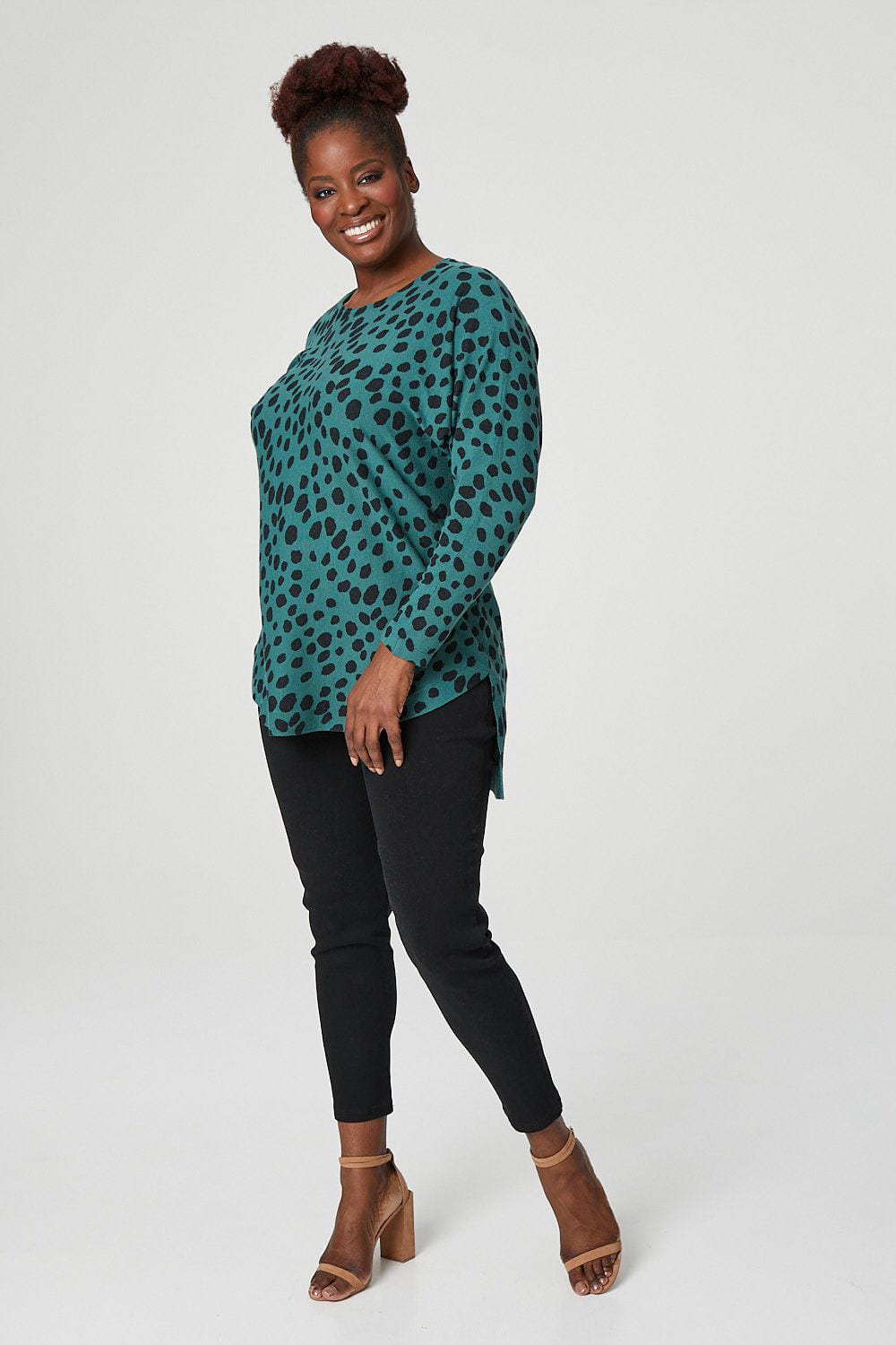 Green | Polka Dot Relaxed Fine Knit Jumper