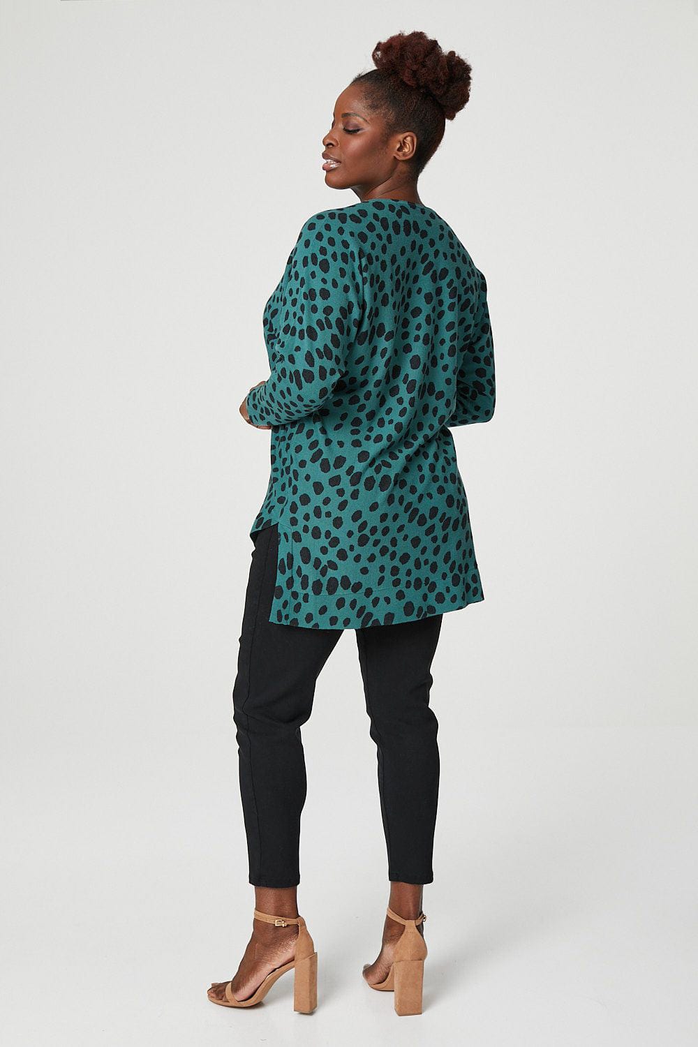 Green | Polka Dot Relaxed Fine Knit Jumper