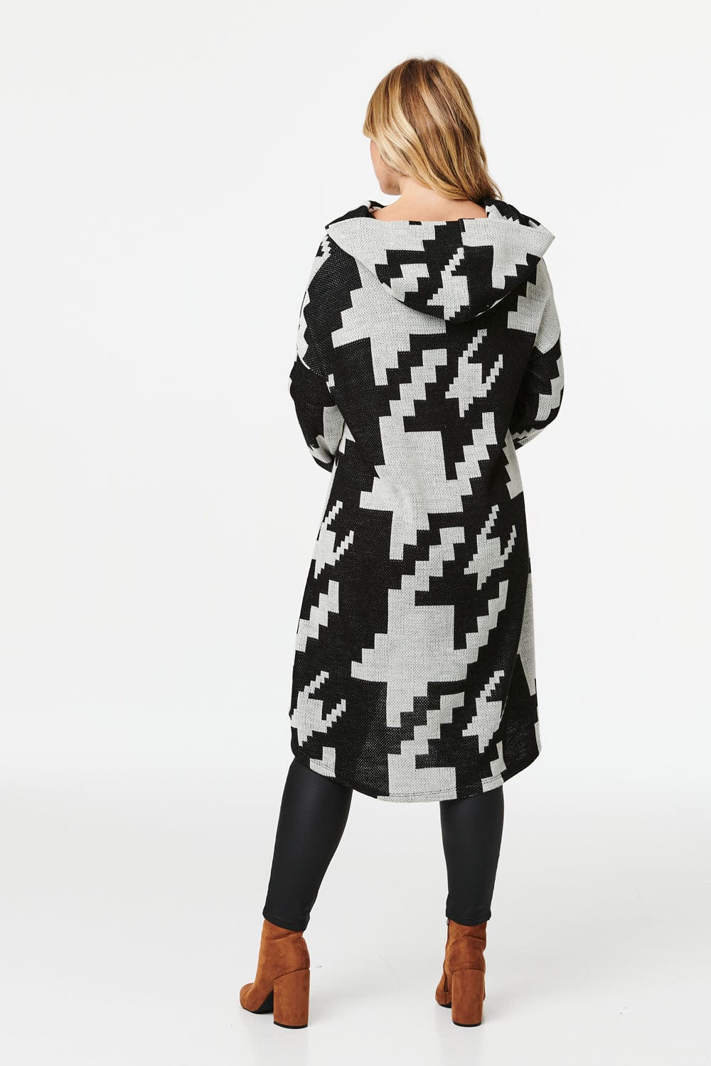 Black And White | Printed Longline Cowl Neck Tunic