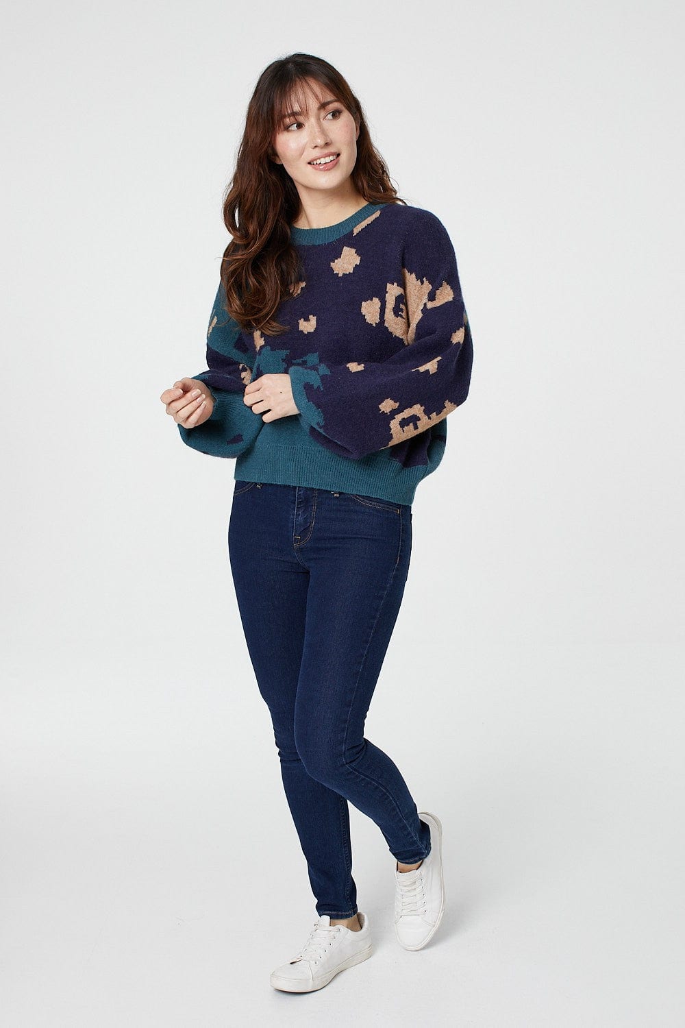 Teal | Abstract Oversized Knit Jumper