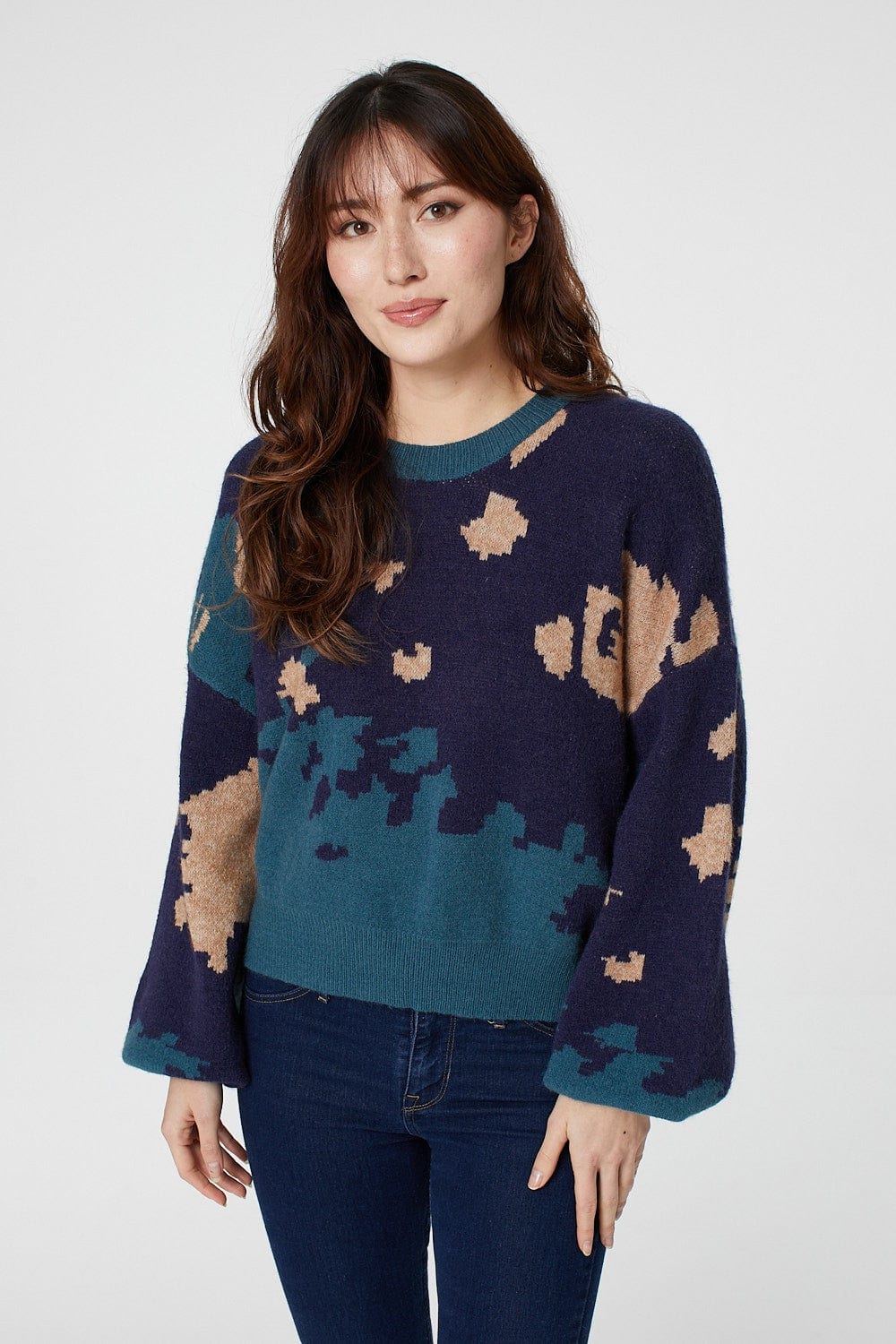 Teal | Abstract Oversized Knit Jumper