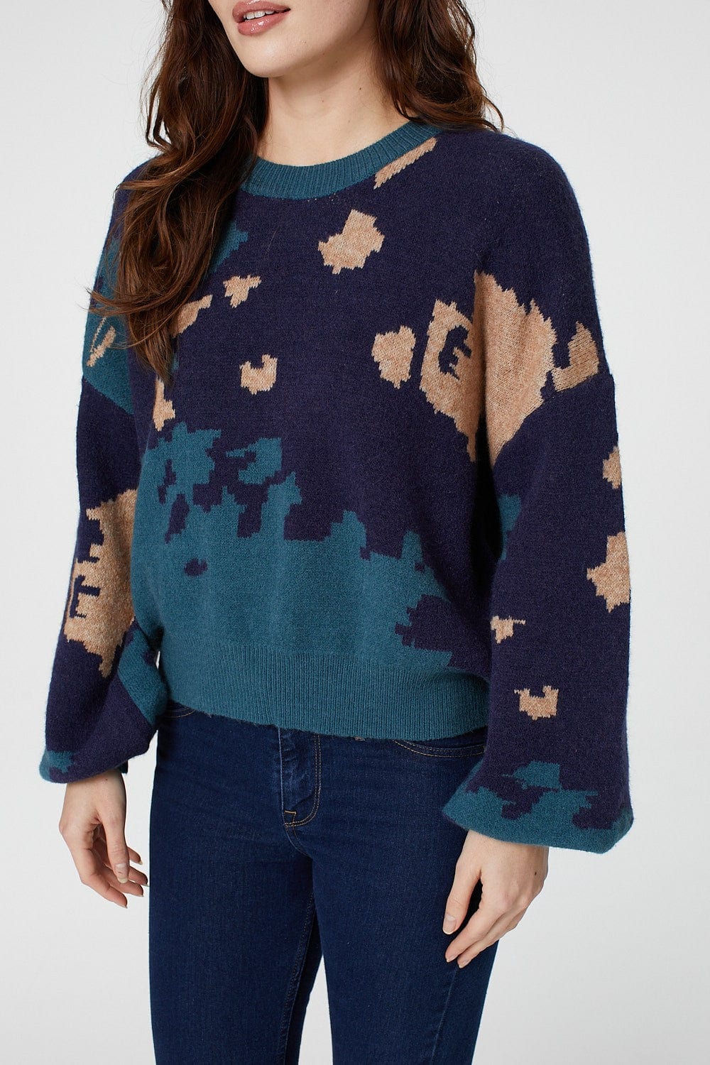 Teal | Abstract Oversized Knit Jumper