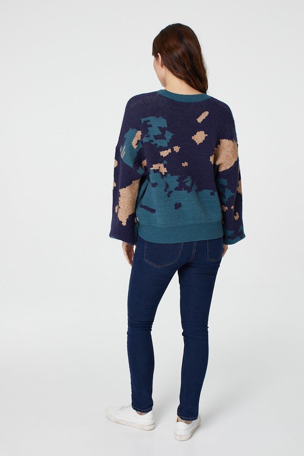 Teal | Abstract Oversized Knit Jumper