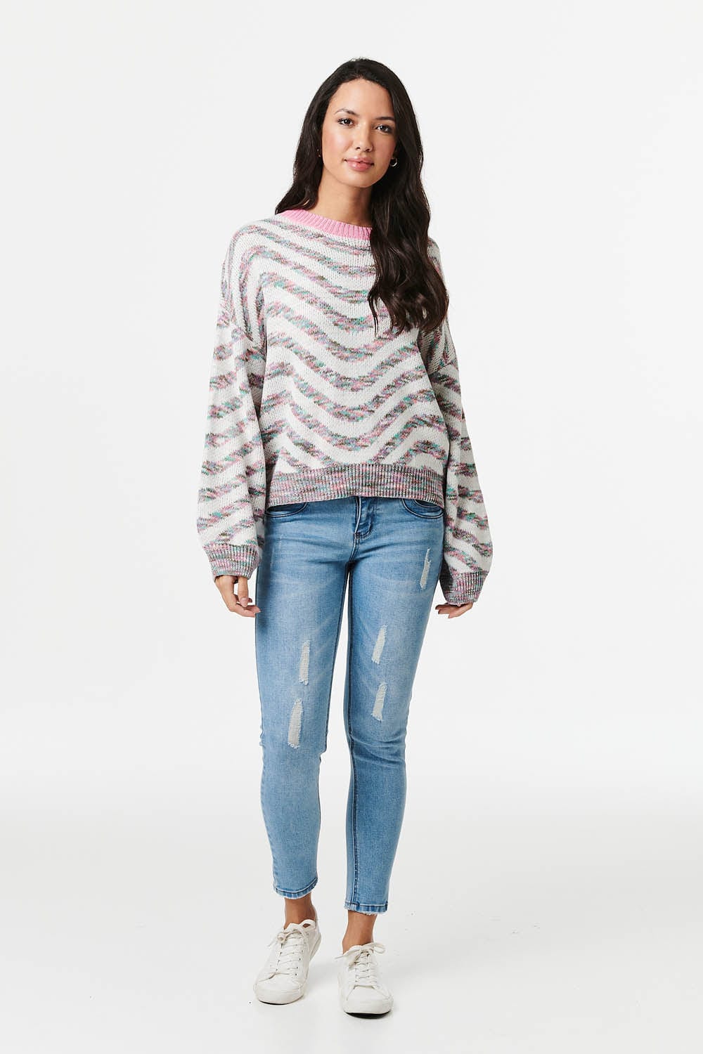 Pink | Striped Oversized Knit Jumper