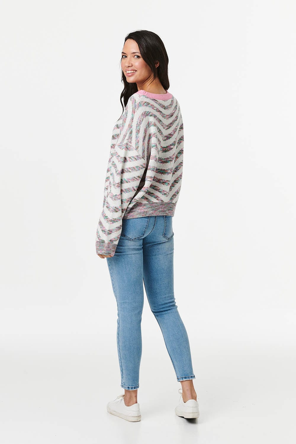 Pink | Striped Oversized Knit Jumper