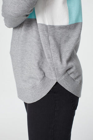 Blue | Colour Block Fine Knit Jumper