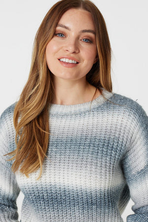 Grey | Striped Long Sleeve Knit Jumper