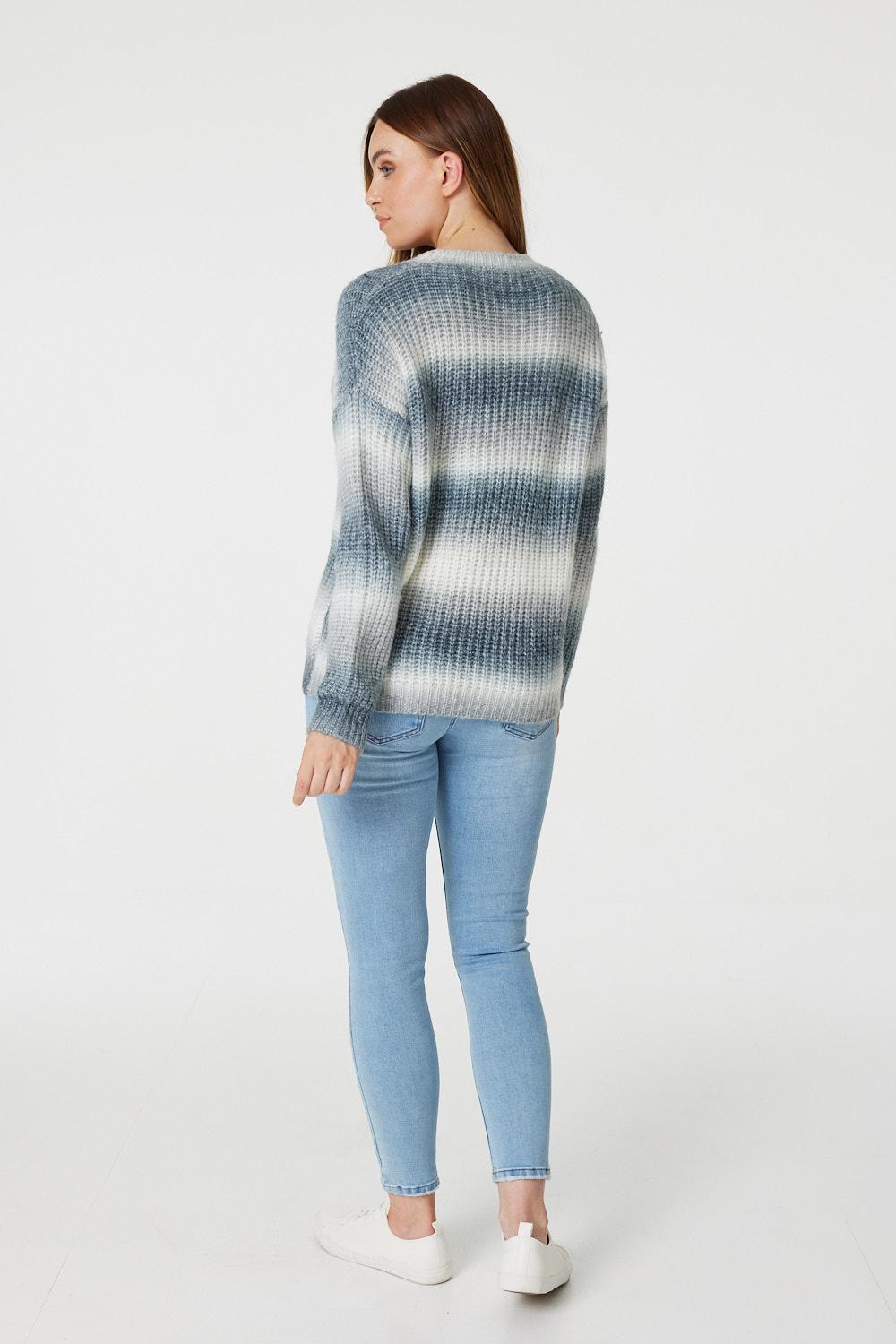 Grey | Striped Long Sleeve Knit Jumper