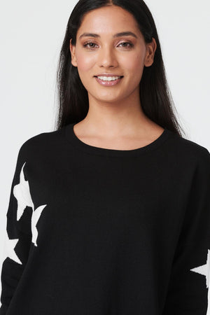 Black | Star Print Oversized Long Jumper