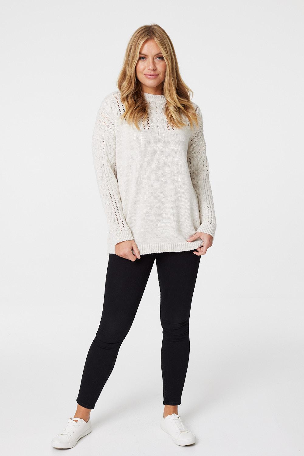Cream | Cable Knit Slouchy Knit Jumper