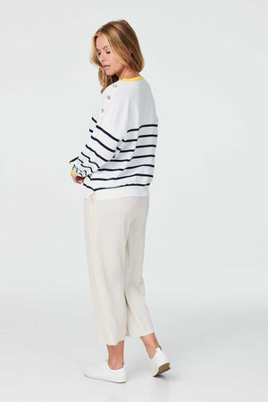 Navy | Striped Long Sleeve Relaxed Jumper