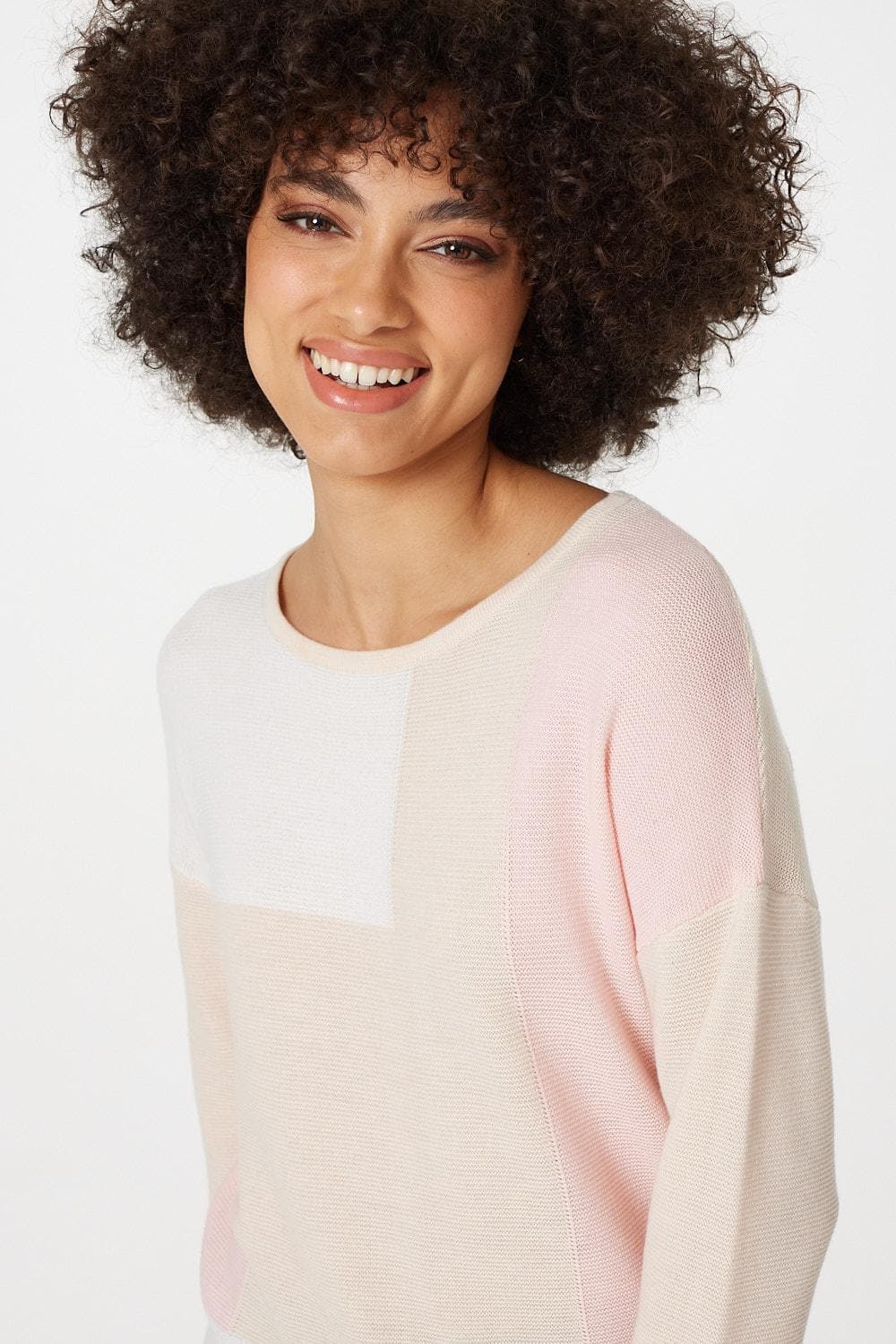 Pink | Colour Block Slouchy Knit Jumper
