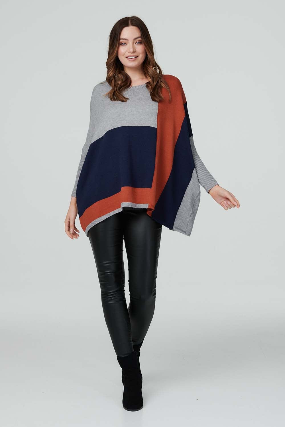 Grey | Colour Block Asymmetric Jumper