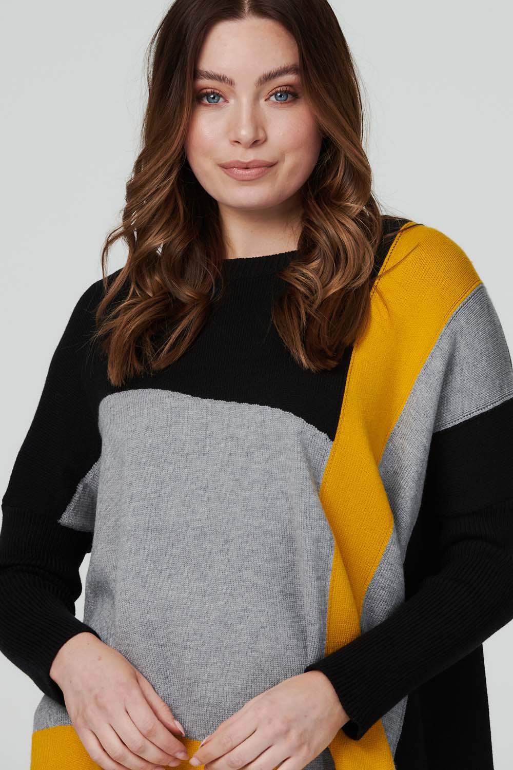 Black | Colour Block Hanky Hem Jumper