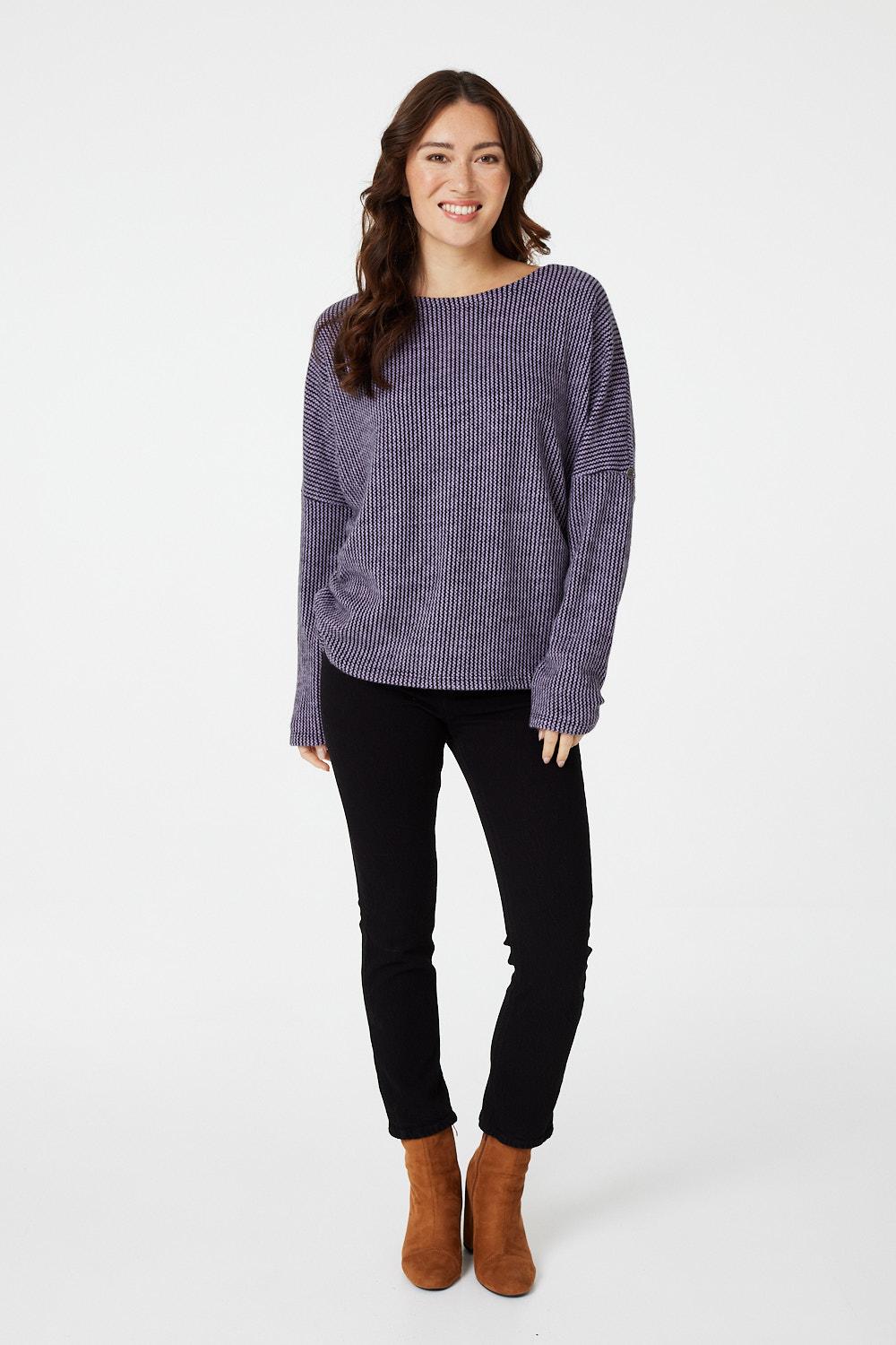 Pink | Round Neck Slouchy Knit Jumper