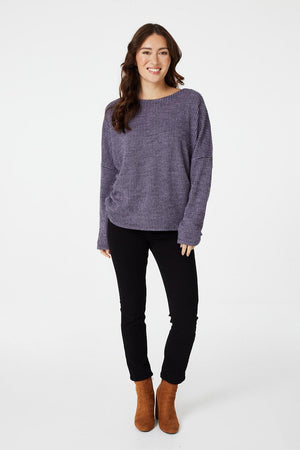 Pink | Round Neck Slouchy Knit Jumper