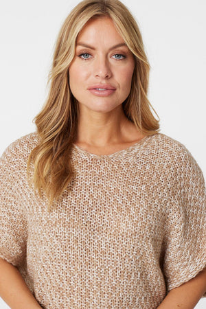 Beige | V-Neck Batwing Sleeve Jumper