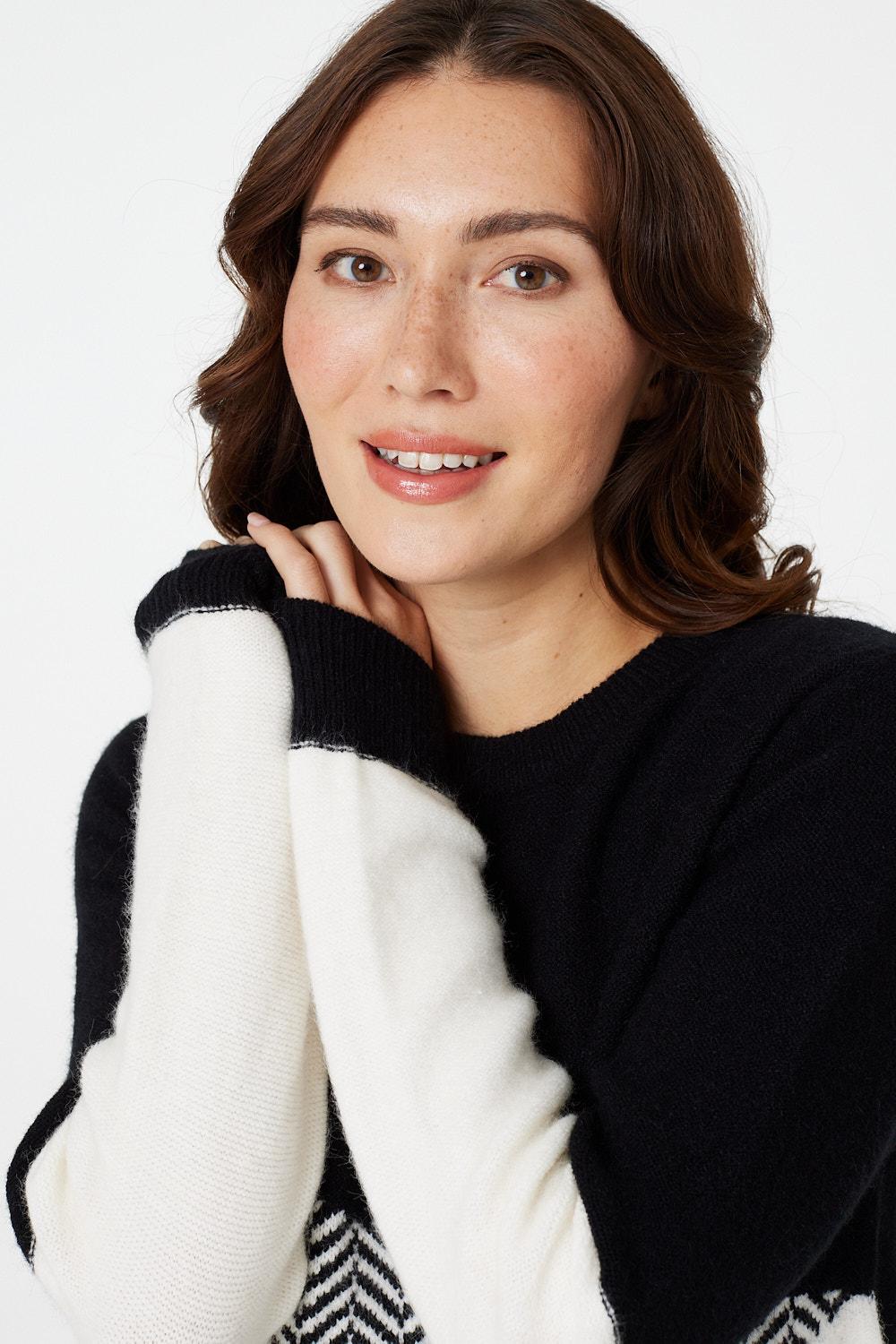 Black | Colour Block Knitted Jumper
