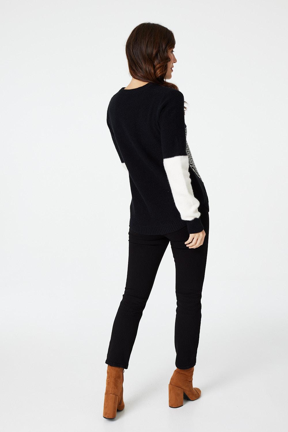 Black | Colour Block Knitted Jumper