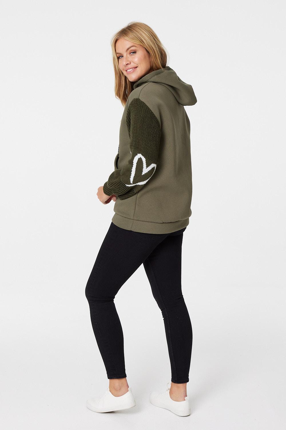 Green | Heart Print Knit Sleeve Jumper