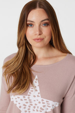 Pink | Star Print Hanky Hem Jumper