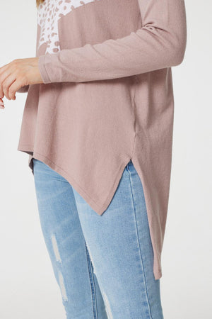 Pink | Star Print Hanky Hem Jumper