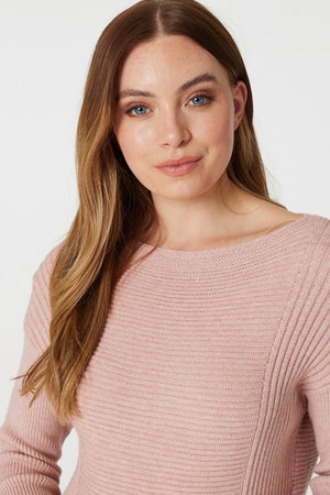 Pink | Ribbed Knit Long Sleeve Jumper