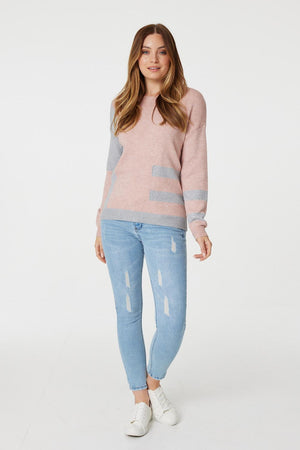 Pink | Colour Block Jumper