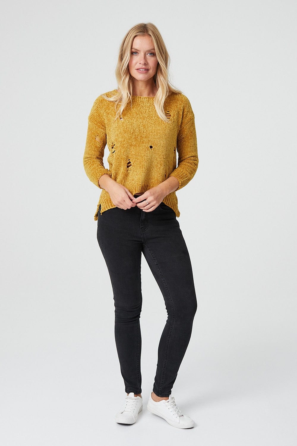 Yellow | Distressed Chenille Jumper