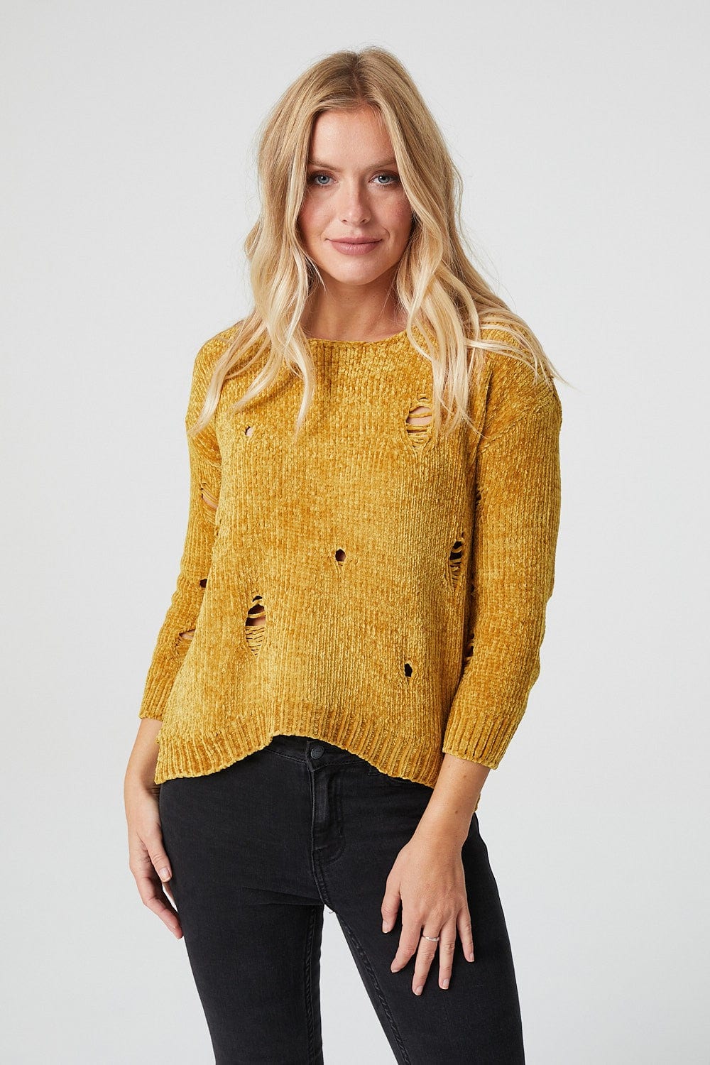 Yellow | Distressed Chenille Jumper