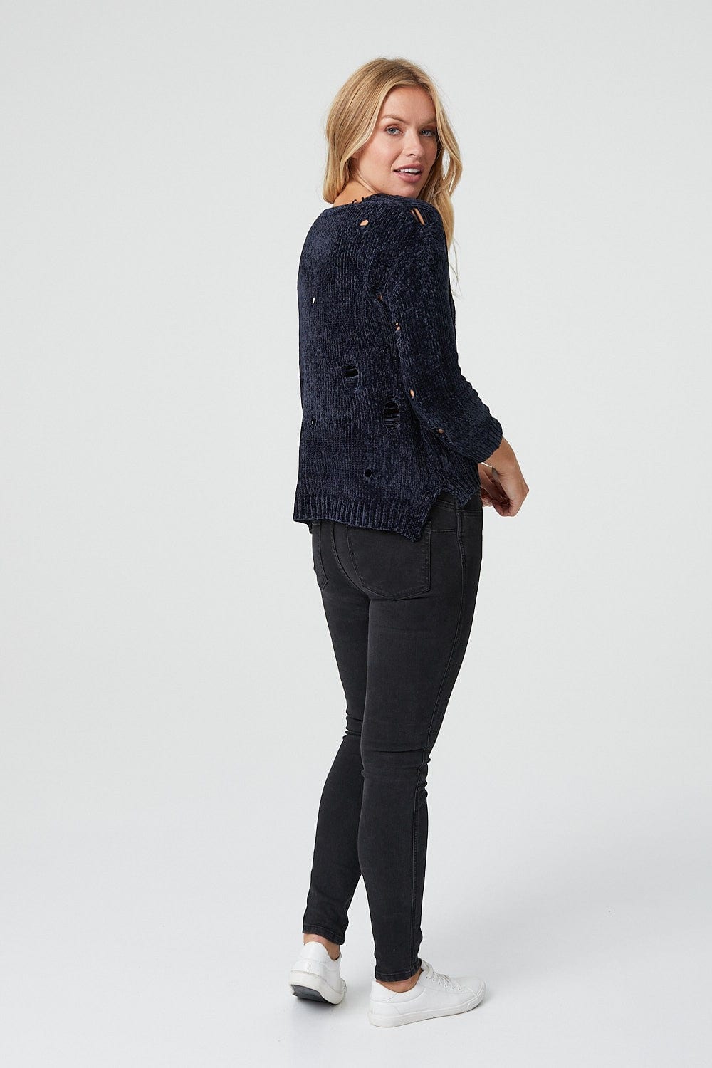 Navy | Distressed Chenille Jumper